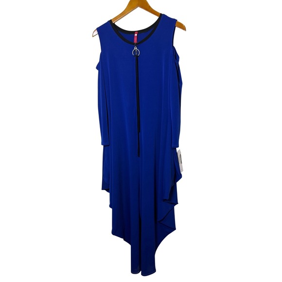 New IC Collection by Connie K Jumpsuit Women S Blue Cold Shoulder Asymmetrical